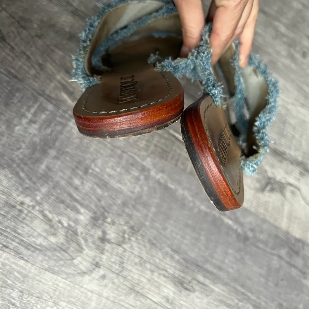 Mystique Crisscross Denim Slides Size 7